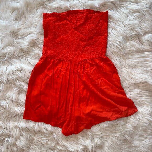 Orange Strapless Romper - Picture 4 of 4